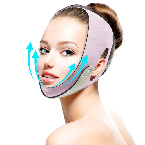 Double Chin Strap, FERNIDA V Line Chin Strap Lifting Mask Reusable Face Strap for Women and Men, Pink