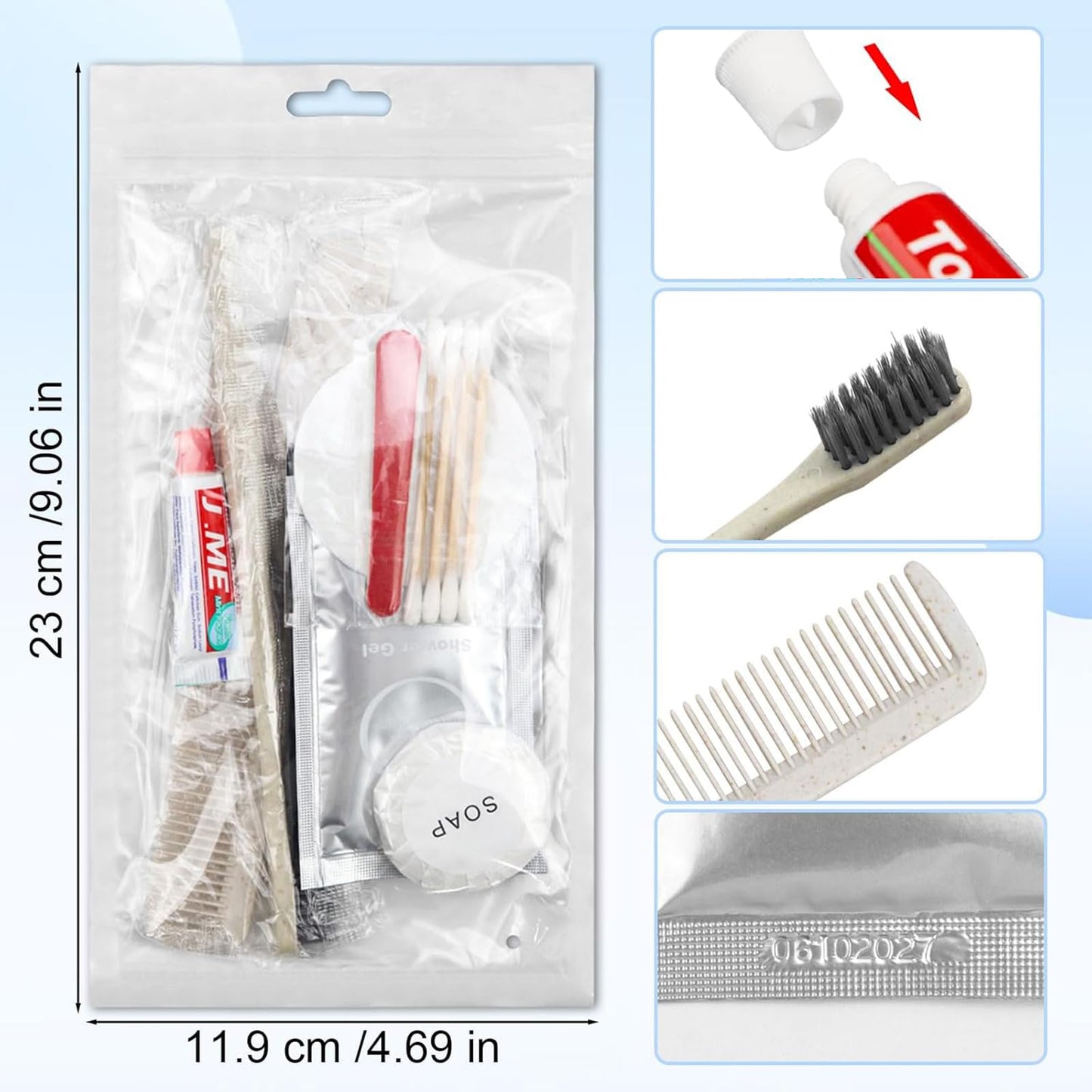 Toiletry Kits Homeless Personal Hygiene Kits for Homeless Care Package Supplies In Bulk, Disposable Travel Size Essential Women Men Toiletries Set for Hotel, Charity,Camping,Travel (20 Pack)