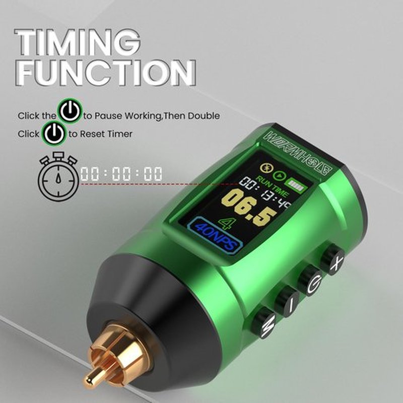 Wormhole Tattoo Battery Pack Wireless Tattoo Power Supply Rechargeable Cordless Tattoo Power Supply Portable RCA Lithium Battery Pack 1,800mAh Capacity with LED Digital Display for Tattoo Gun WB13-B