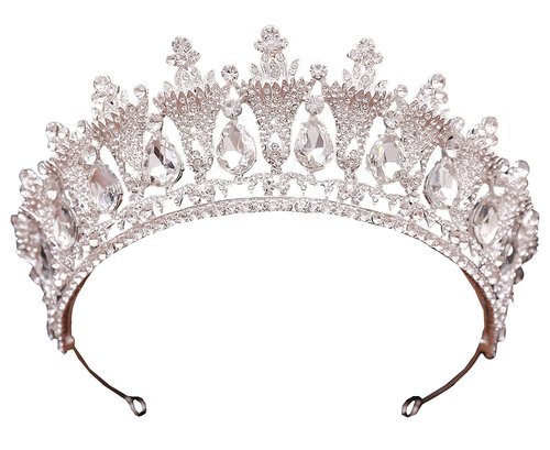 WIOJEIGO Women's Birthday Fairy Crown Crystal Wedding Tiara Queen Rhinestone Headbands for Prom Party Silver
