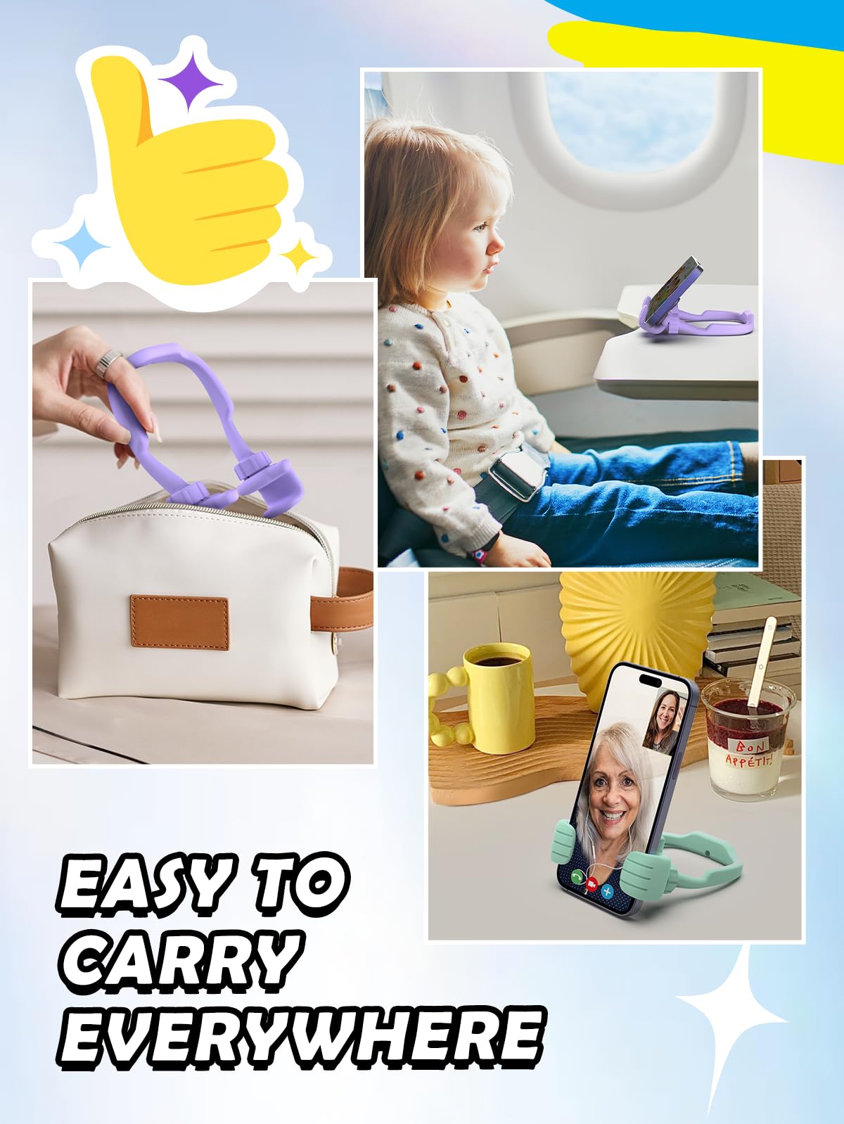 Graduation Gifts for Teens Girls Kids Cell Phone Stand: UPGRADE Adjustable Thumbs Up Lazy Phone Holder for Desk Fun Gadget Stocking Stuffers Teenager Boys Adult Wife Women Mom Tween Gift Trendy Stuff
