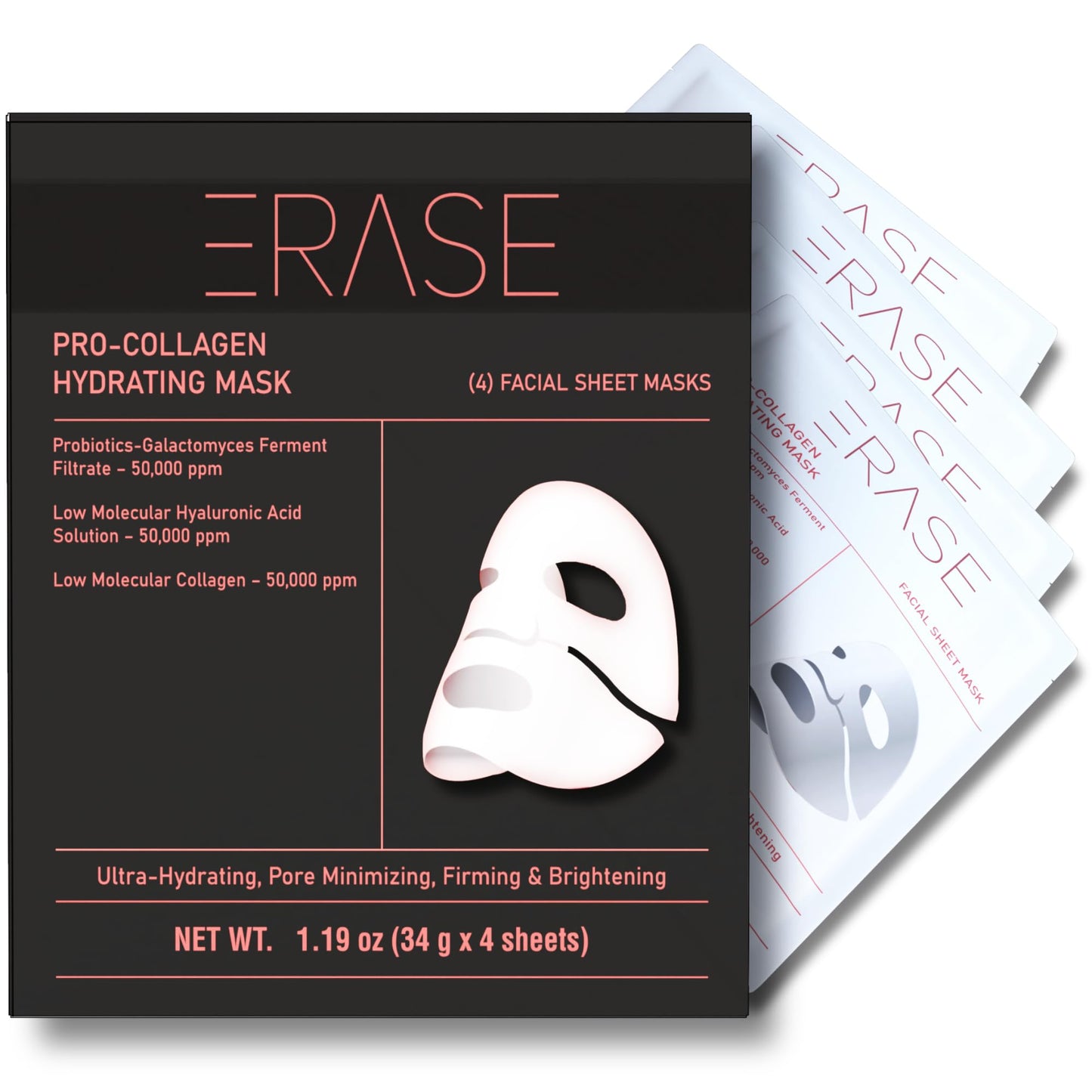 ERASE Pro-Collagen Hydrating Collagen Face Mask for Women & Men | Face Masks Skincare | Mascarillas Faciales de Colageno |Collagen Mask Overnight | Biocollagen Face Mask | Korean Skin Care