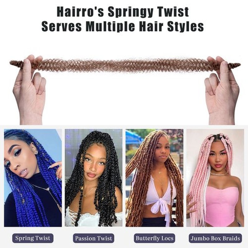 Springy Afro Twist Hair, Hairro 24 Inch Pre-Separated Marley Twist Braiding Hair 6 Packs, Auburn Passion Twist Hair for Soft Locs Crochet Braids Hair Extension for Black Women(Auburn)