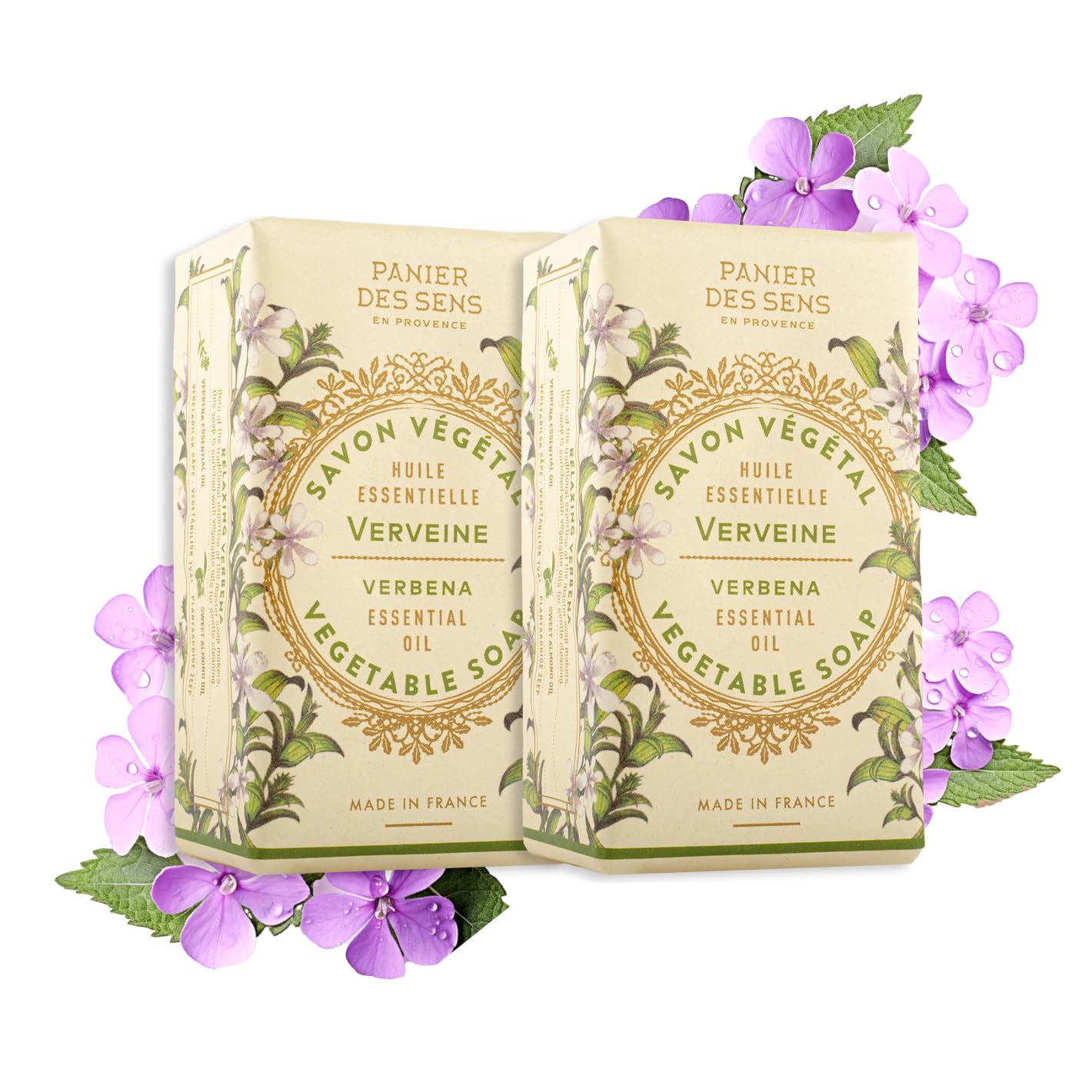 Panier des Sens Lemon Verbena Triple-Milled Soap Bar Duo, 2 x 5.3 oz