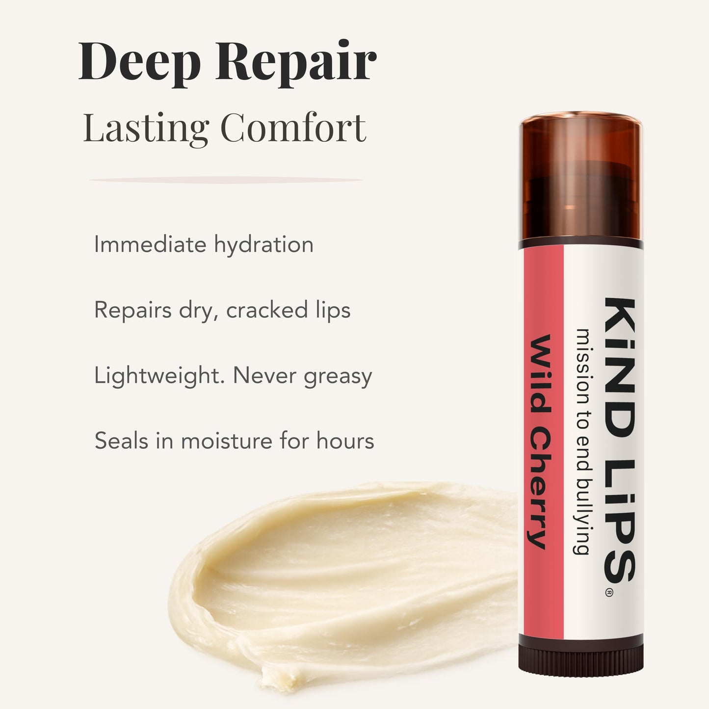 Kind Lips Wild Cherry Lip Balm (5 Pack) – Organic Flavored Lip Balm for Dry, Cracked Lips – Natural Beeswax Moisturizing Lip Care with Sweet Cherry Flavor