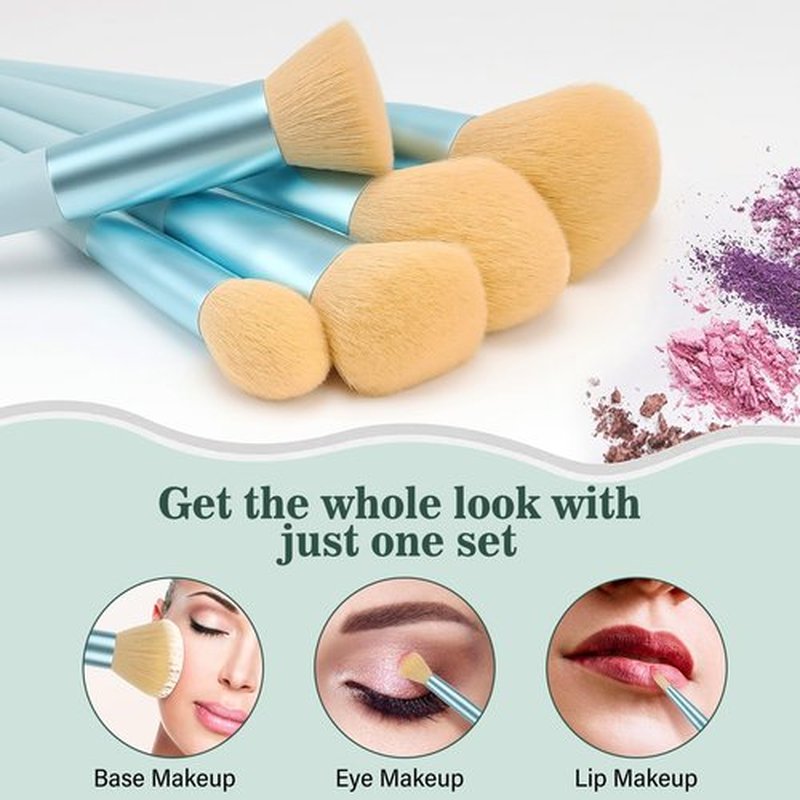 Makeup Brushes 20PCs Makeup Brush Set with Foundation Eyebrow Blending Concealer Blush Eyeshadow Contour Lash Powder Brush, Travel Make Up Brush Kit with Case & 2 Powder Puff - Baby Blue