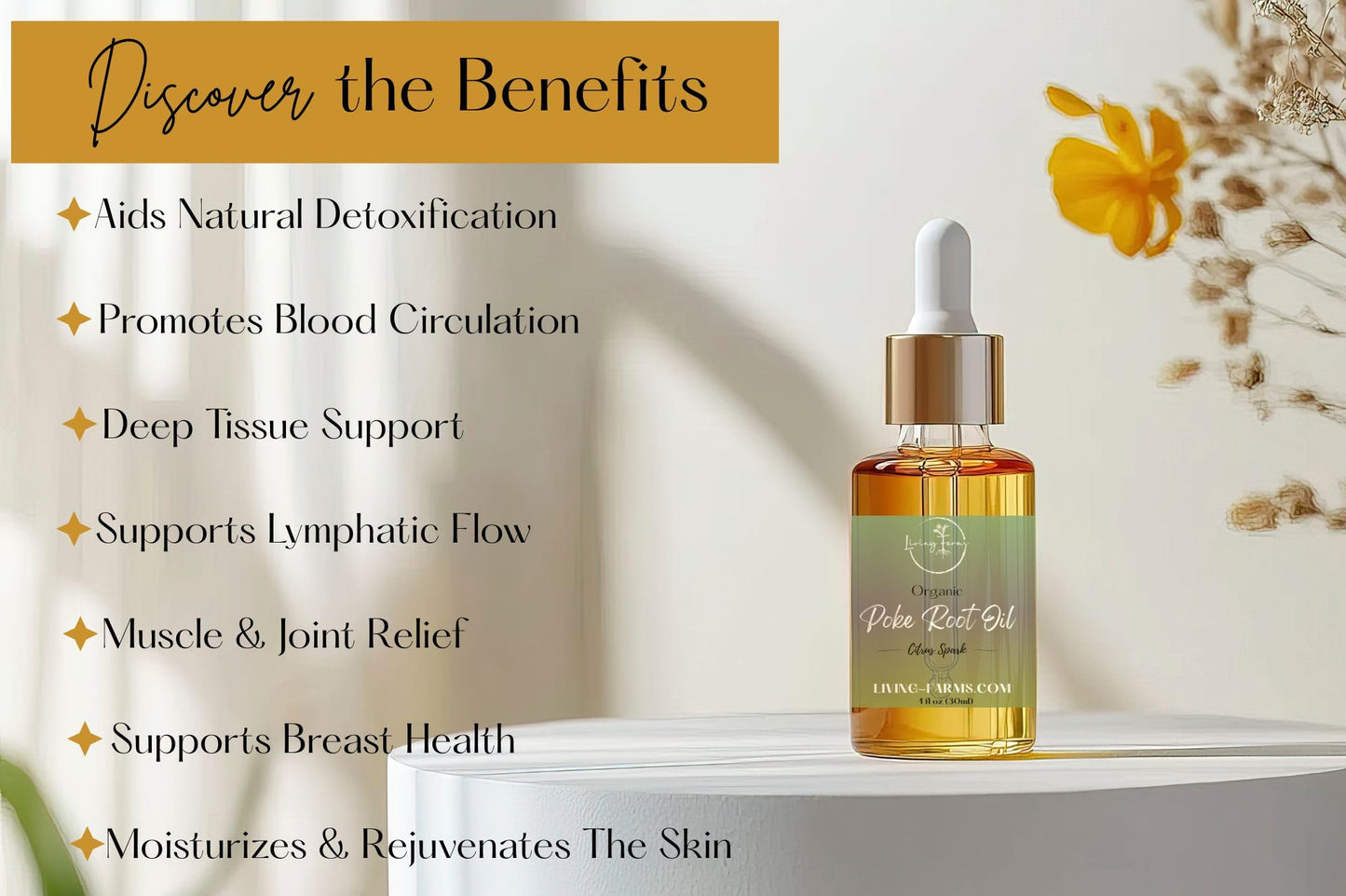 Organic Poke Root Castor Oil | Vegan Lymphatic Support | Cysts, Boils, Fibroids, Swollen Lymph Nodes, Breast & Joint | Natural Deep Tissue Massage | Made in The USA (1oz, Citrus Spark)