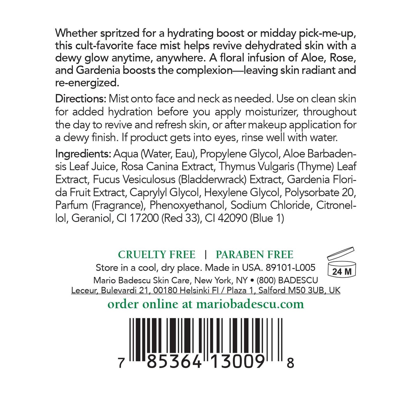 Hydrating Facial Spray with Aloe, Rose Water & Chamomile - Lavender Duo Mist for All Skin Types
