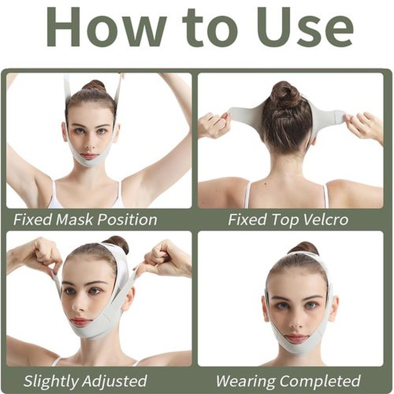 Habodd Chin Strap for Sleeping Face Lift Reusable V Line Mask Chin Strap for Double Chin Facial Shaping Belt Jawline Shaper Face Tightener Jaw Exerciser Face Lifting Anti Sagging Green