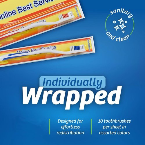 FactorDuty 100 Pack Toothbrush Standard Classic Medium Soft Toothbrush Bulk Individually Wrapped