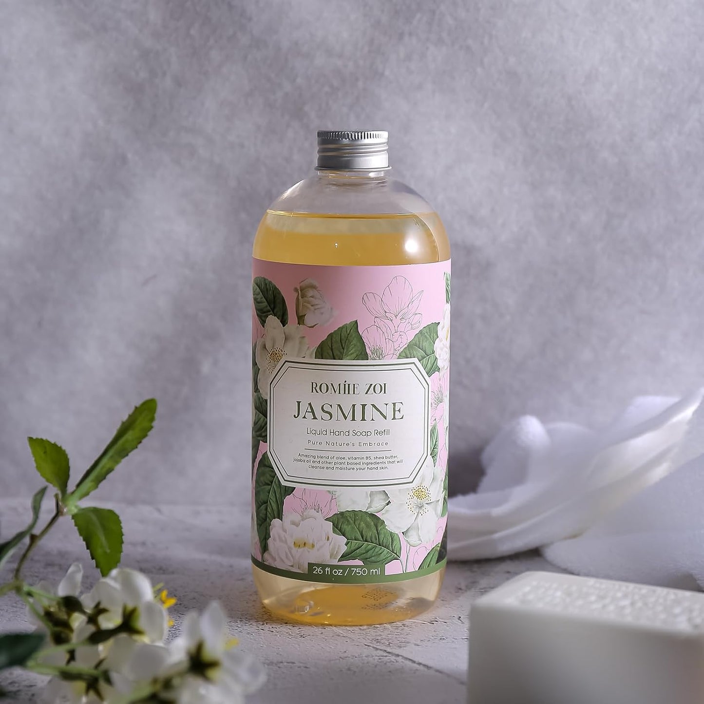 Liquid Hand Soap Refill - Jasmine Scent, Gentle & Moisturizing Formula | 750 ML / 26 FLOZ