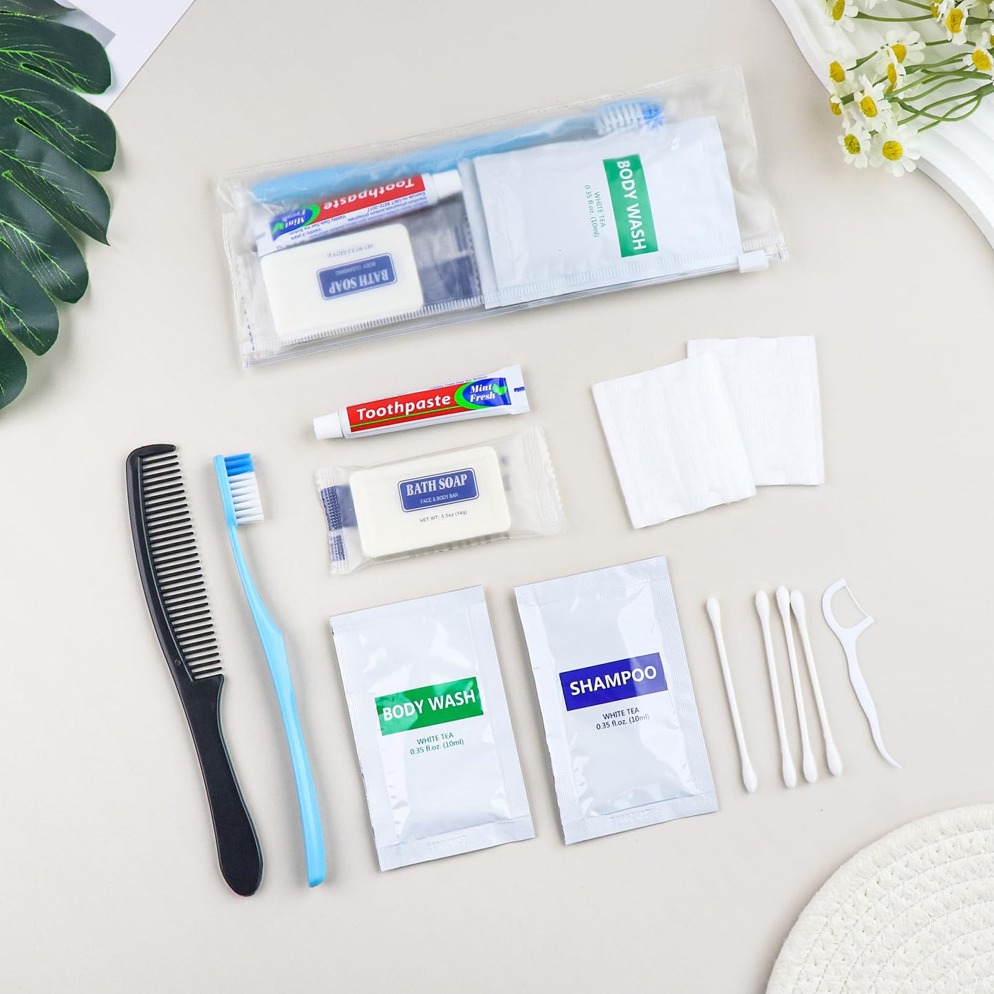 Pack of 10 Basic Toiletry Kits, Hygiene Kit Bulk, Individually Packed, Homeless Care Package Supplies Travel Size Toiletry Kit for Men Women Charity Reusable Toiletry Bag