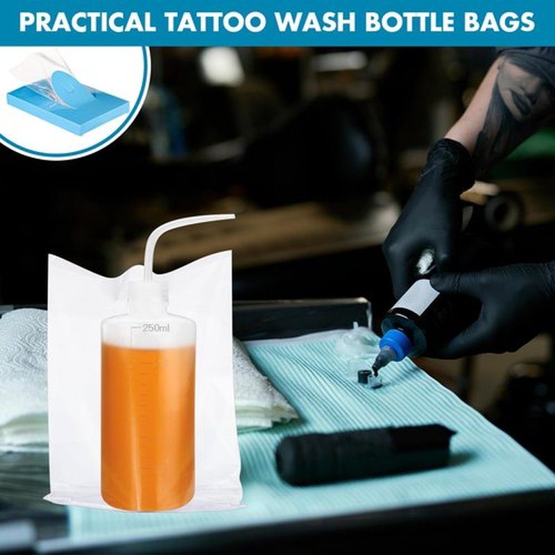 Harloon 500 Pcs Disposable Tattoo Bottle Bags Tattoo Wash Bottle Bags Tattoo Squeeze Bottle Bag Tattoo Bottle Covers 6 x 8 Inch Disposable Plastic Bags for Tattoo Cleaning Supplies (Transparent)