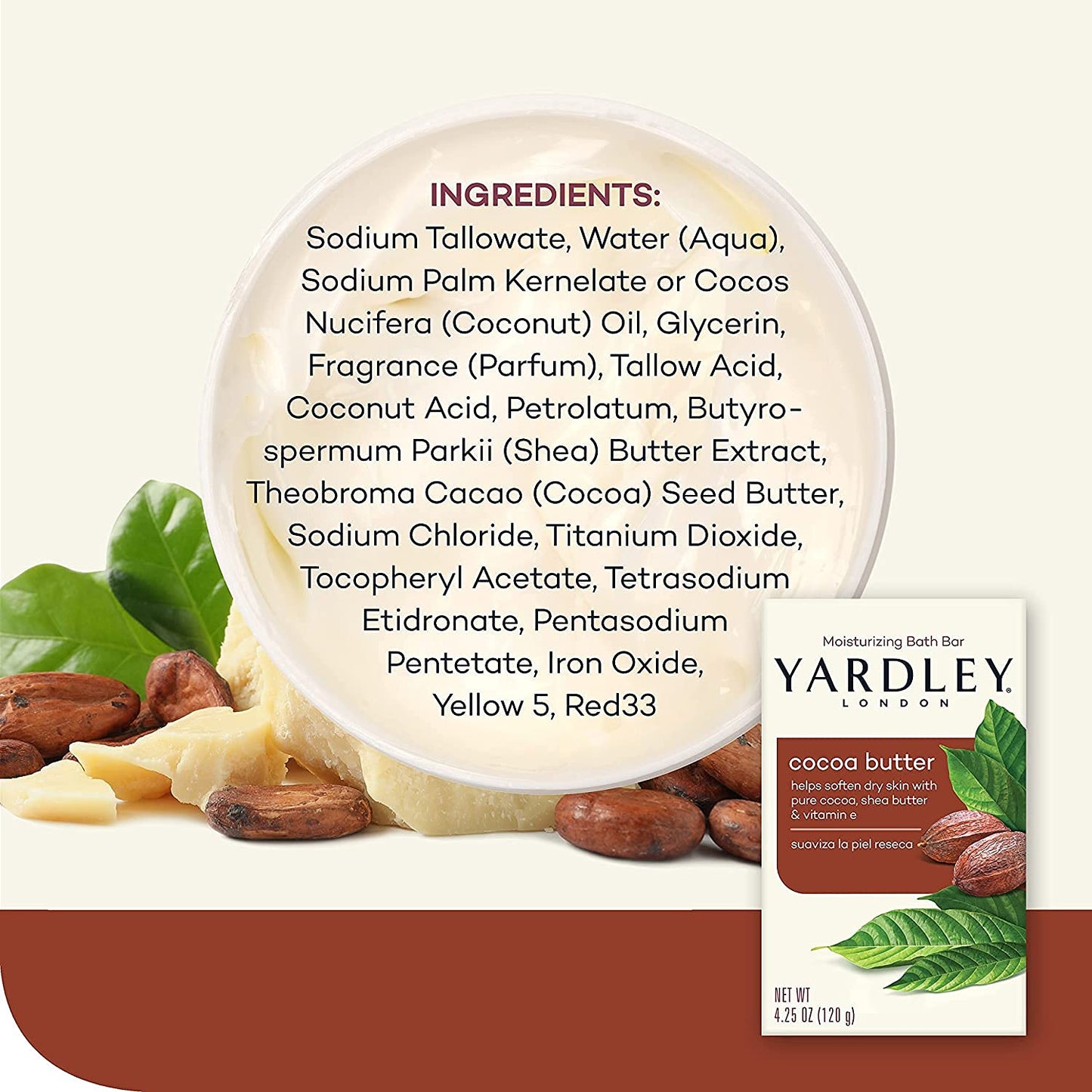 Cocoa Butter Moisturizing Bath Bar - Yardley London, 4 oz (Pack of 12)