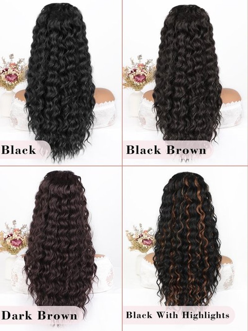 SUZYACCKR Wavy Curly Ponytail Extension, Black Short Soft Natural Synthetic Hairpiece Thick Drawstring Ponytail for Black Women For Daily Use（22 inch）