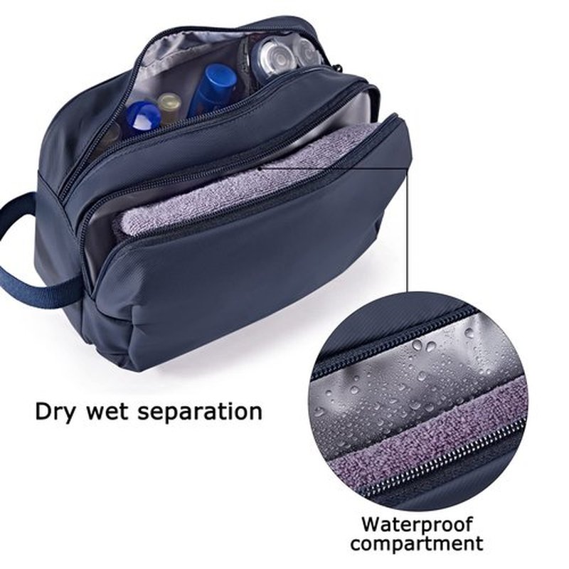 BAGSMART Toiletry Bag for Men, Travel Toiletry Organizer Dopp Kit Water-resistant Shaving Bag for Toiletries Accessories, Door Room Essentials,Navy Blue-basic