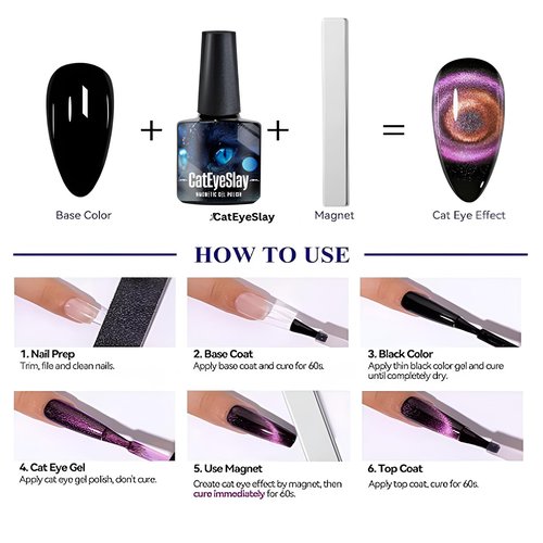 HAGUAN Cateyeslay Magnetic Gel Polish, Magnetic Gel Polish Cat Eye, CatEyeSlay Cat Eye Magnetic Nail Polish, Cat Eye Gel Nail Polish Set, For Home DIY Manicure Varnish Art Design (04)