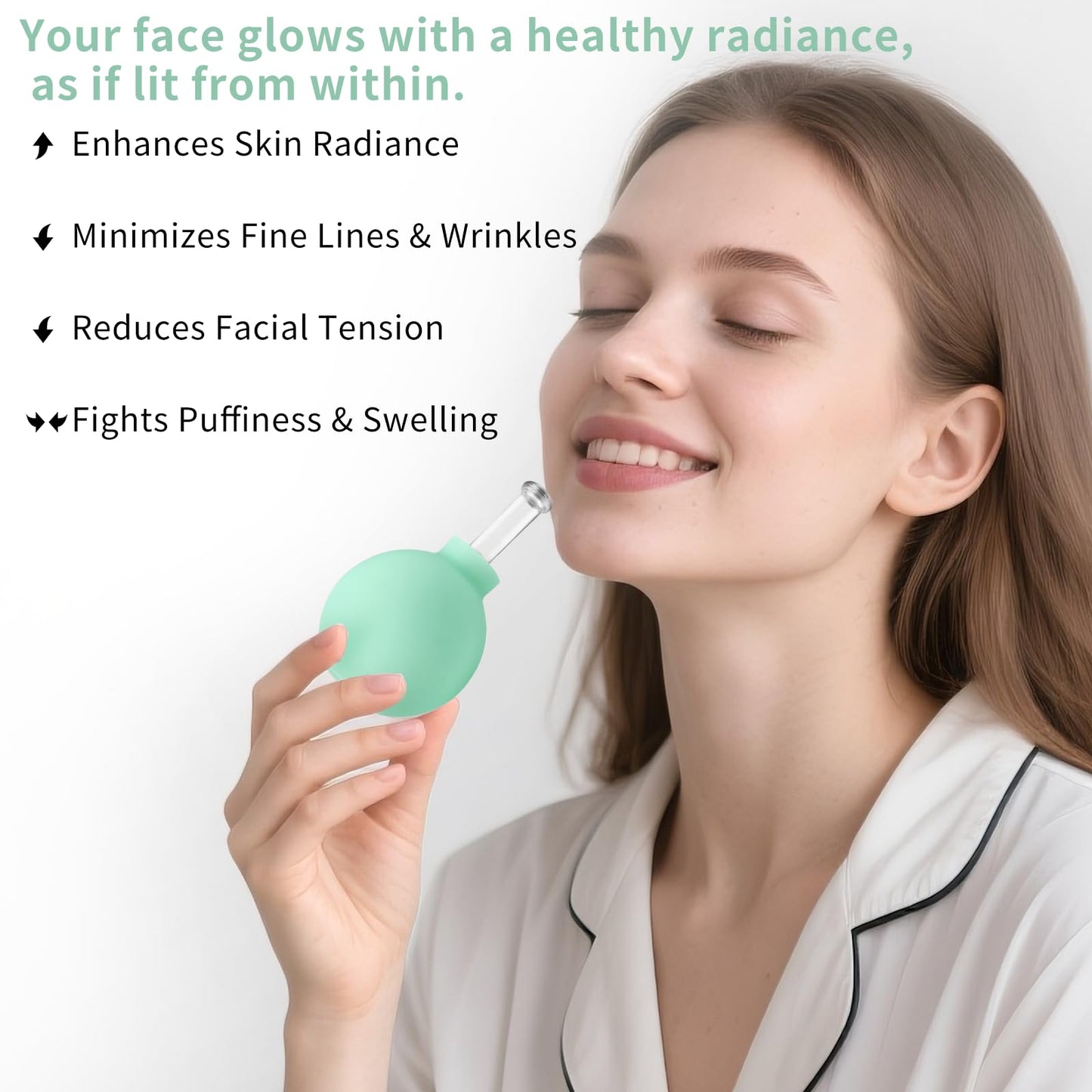 Meifuly Facial Cupping Set, 4 PCS Silicone Vacuum Suction Face Massage Cups, Skin Tightening Kit for Eyes, Face and Body (Green)