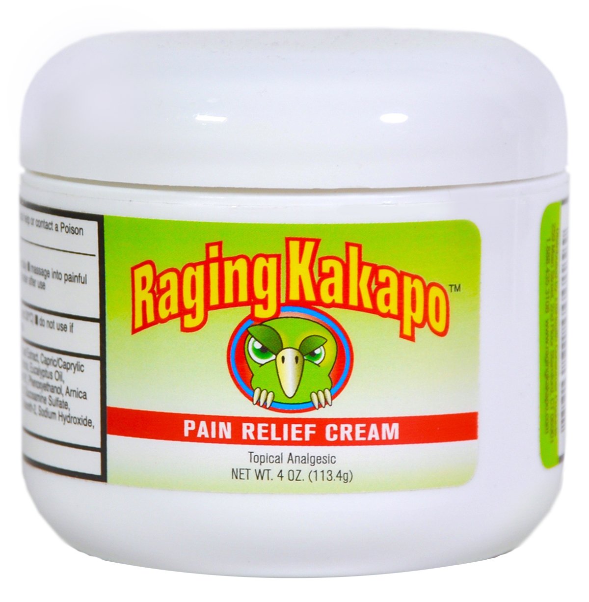 Raging Kakapo Pain Relief Cream - Sore Muscles, Joint Pain & Aches - Odor Free, Non-Greasy Pain Cream - Histamine Dihydrochloride, Capsaicin, Emu Oil & More - 4 oz. Jar