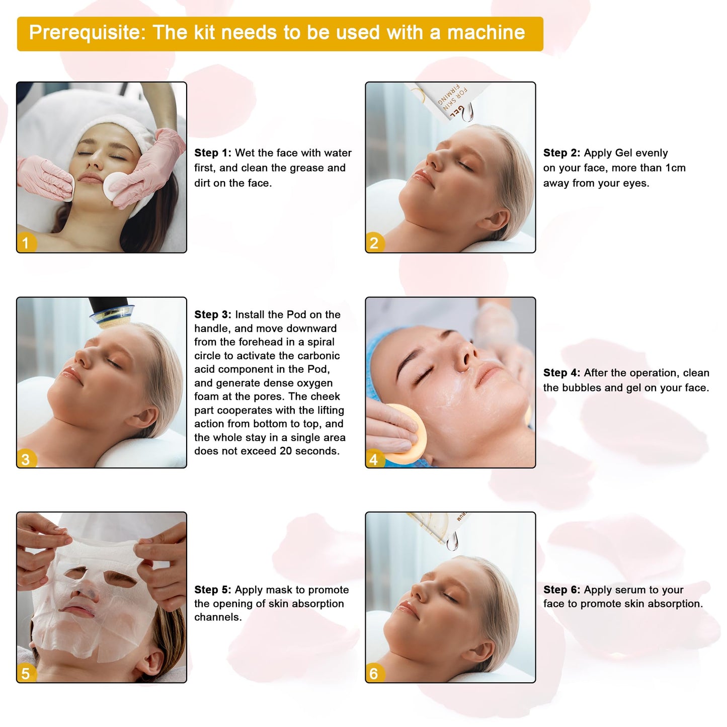 Elitzia CO₂ Facial Kit - 6 Sets/Box for CO₂ Oxygen Facial Machine, Skin Firming & Elasticity Enhancement ETDMASK1 (Firming Formula)