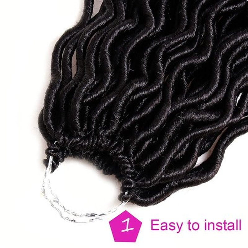 6 Packs Goddess Locs Crochet Hair Wavy Curly Faux Locs Crochet Braids Synthetic Hair Extensions Dreadlocks Crochet Locs Low Temperature Braiding Hair (14" (6 Packs), #2)