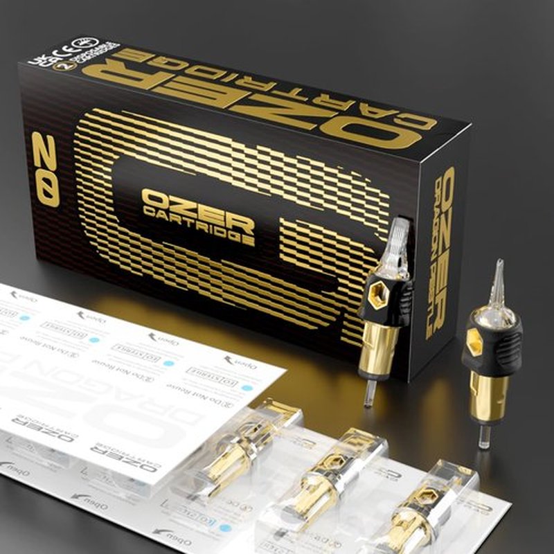 OZER Tattoo Cartridge - #1211RL(0.35mm) 20Pcs Disposable Tattoo Needles with Membrane Safety Cartridges for Tattoo Round Liner