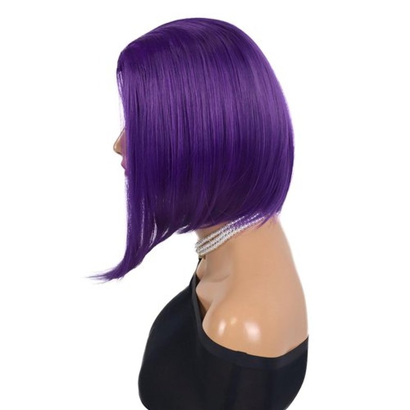 GNIMEGIL Purple Wig Cosplay Short Bob Wig Straight Hair, Halloween Costume Wigs for Women