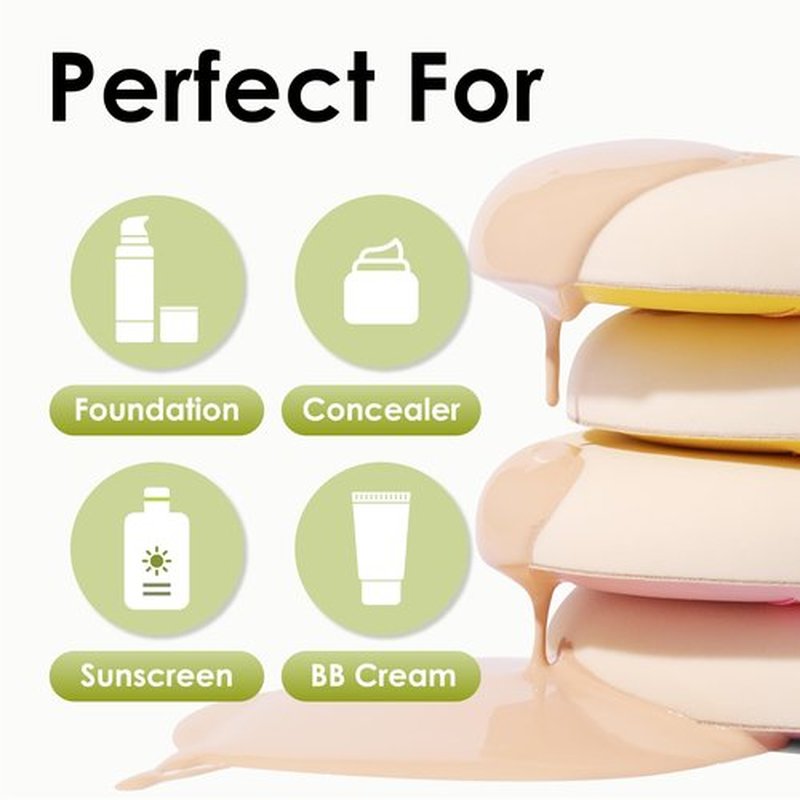 COOL-ANGLE 3Pcs Makeup Sponge Puff For Foundation Concealer And Powder, Latex Free Blender Sponge For Natural And Easy Makeup Soft Long-lasting And Beginner-friendly, Green, Medium