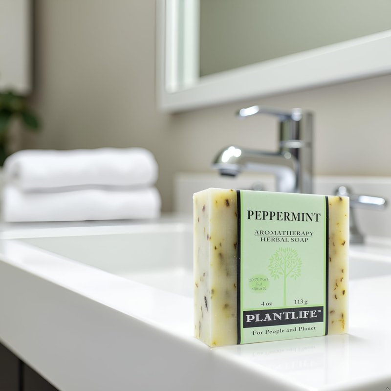Plantlife Peppermint Bar Soap - Moisturizing and Soothing Soap for Your Skin - Hand Crafted Using Plant-Based Ingredients - Made in California 4oz Bar