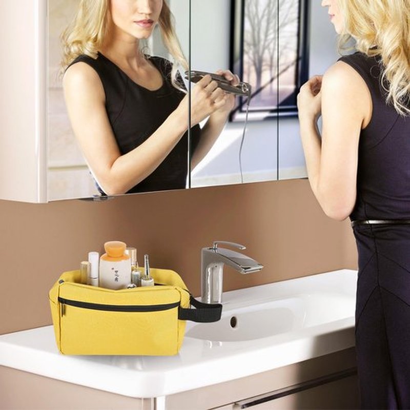 Icramsy Travel Toiletry bag Toiletry bag for women men Hanging toiletry bag Cosmetic bag Travel accessories for Women Men (Yellow)