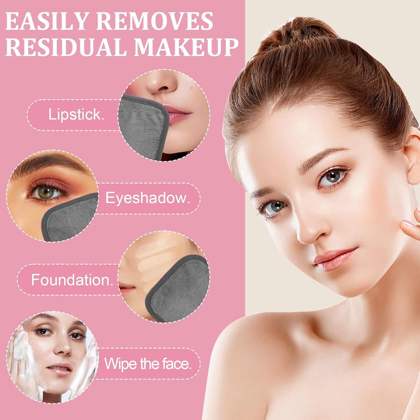 Makeup Remover Cloths - Ultra Soft Reusable Microfiber Towels for All Skin Types | 12 Pack, 6x6 Inch, Grey