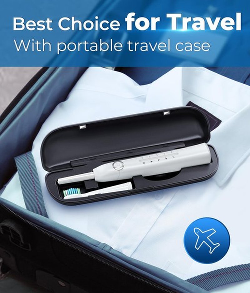 TEETHEORY Electric Toothbrush with Travel Case, Sonic Toothbrush for Adults with 8 Brush Heads for 2-Year Use, 40000 VPM Deep Clean Rechargeable Toothbrushes Last 30 Days with 5 Modes White