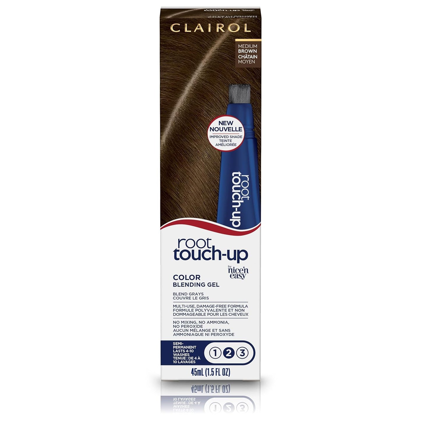 Clairol Root Touch-Up Semi-Permanent Hair Color Blending Gel, 4 Dark Brown, Pack of 2