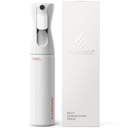 FLAIROSOL - The Original, Spray Bottle for Hair, Continuous Ultra Fine Water Mister Spray Bottle for Hairstyling, Barbers, Salons, Cleaning, Plants, 10.1oz/300ml (White Bottle-Coral Print)