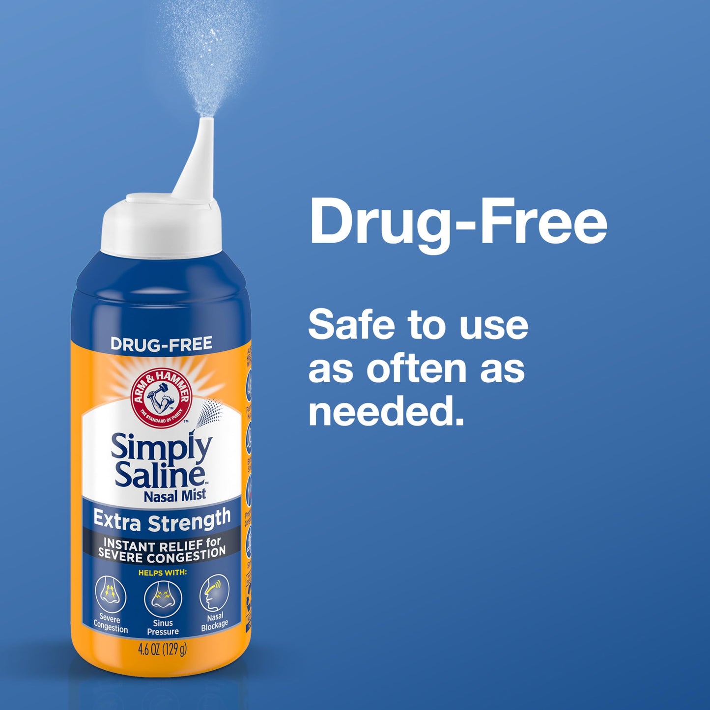 ARM & HAMMER Simply Saline Extra Strength Nasal Mist, 4.6 oz, 3-Pack