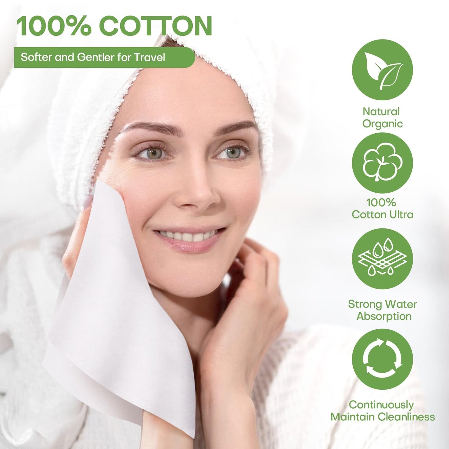 FANCYOU Disposable Towel Tablets 9"X7.5" 300 PACK Individule Wrapped Expandable Facial Mini Cleansing Towelettes Compressed Mini Towel Wipes Tablets For Personal (White)