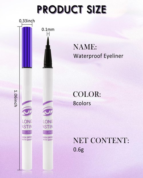 Brown Matte Liquid Eyeliner, Waterproof Long Lasting Eyeliner Pencil, Smudge Proof, Quick-Dry, Ultra-Fine Tip & Smooth Application, High Pigmented Eye Liner Pen Makeup for Women, Delineador De Ojos-02