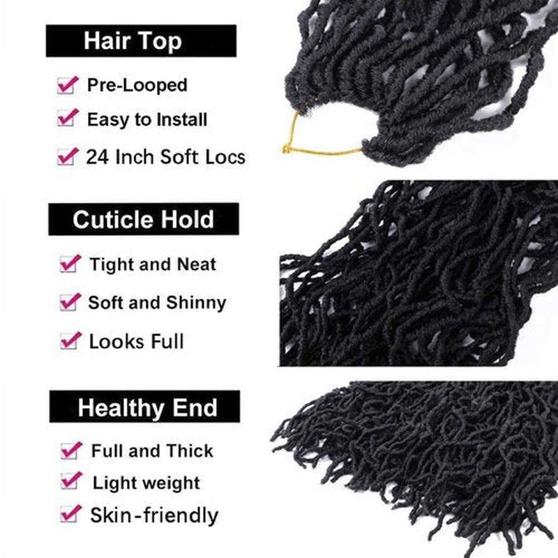 7 Packs 24 Inch Soft Locs Crochet Hair Pre Looped Faux Locs Crochet Braids 126 Stands Curly Wavy Goddess Locs for Butterfly Crochet hair for Black Women (24 Inch 7Pack 1B)