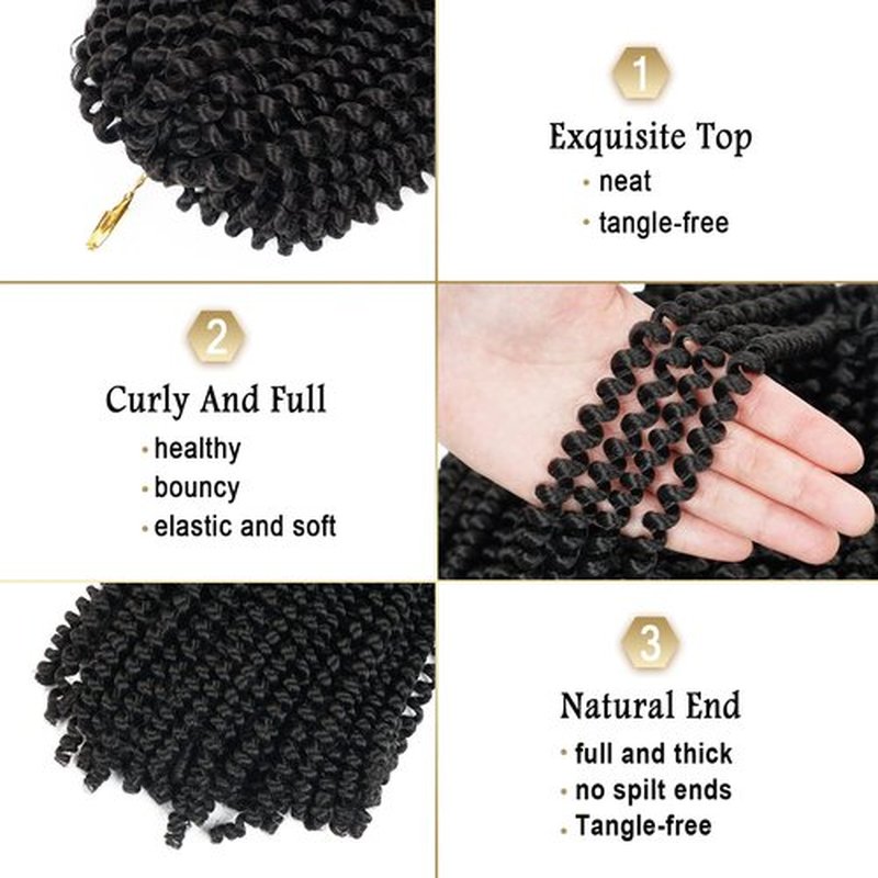 Beyond Beauty Spring Twist Crochet Hair 90strands 8 Inch Fluffy Spring Twists Braiding,Spring Twist Crochet Braids Bomb Twist Crochet Hair for Black Women(#2)