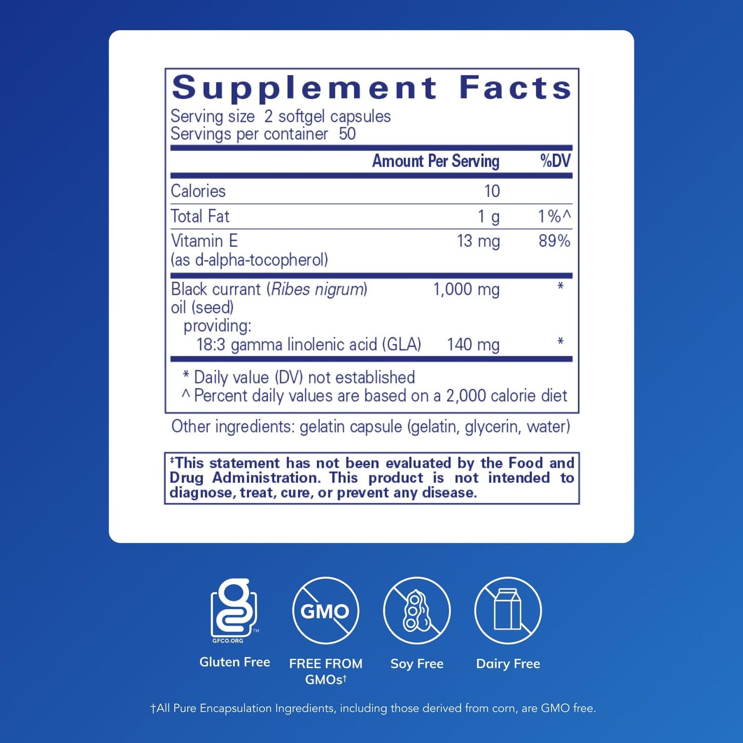 Pure Encapsulations Black Currant Seed Oil | Hypoallergenic Dietary Supplement | 100 Softgel Capsules