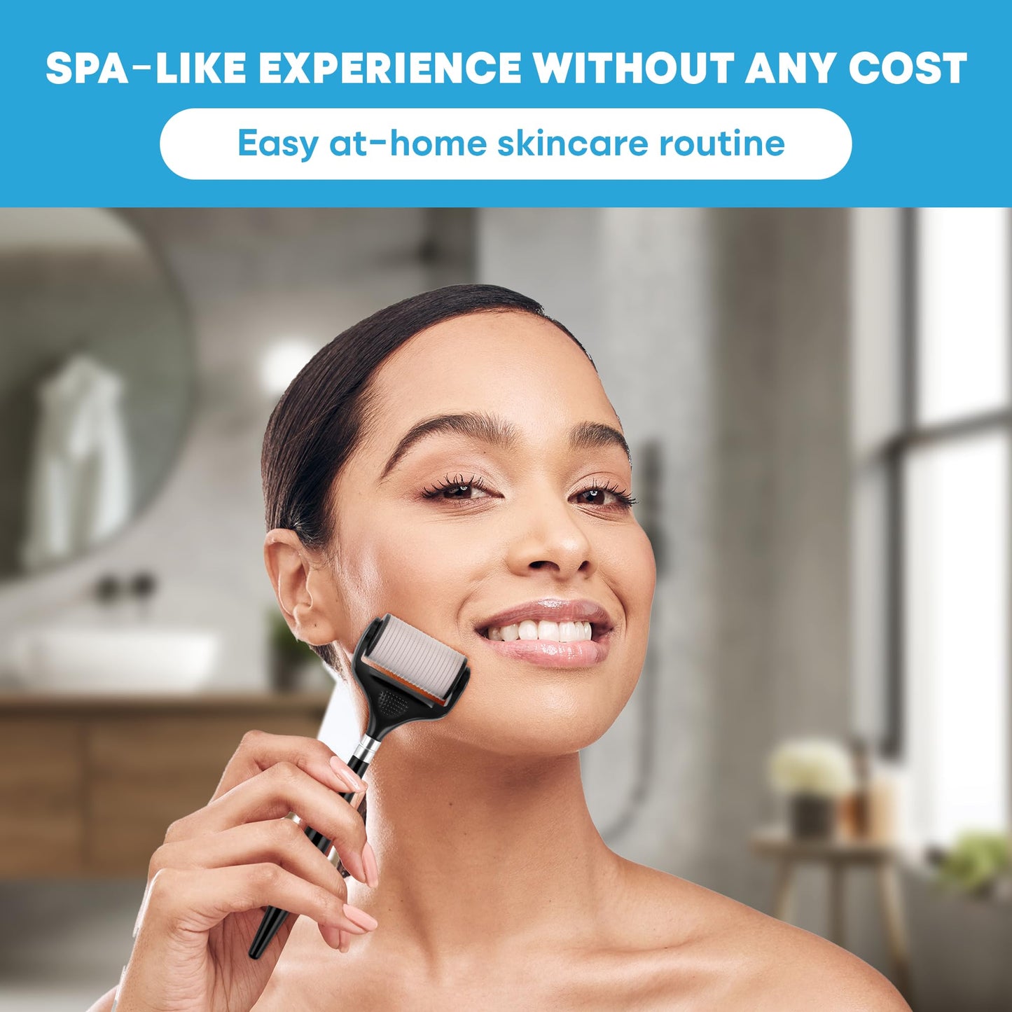 Ultra-Wide Derma Roller for Face - At-Home Microneedling Kit, 0.25 mm Microneedle Roller for Skin Care, Derma Roller for Scalp Hair and Beard, Superior to a Microneedling Pen/Derma Pen
