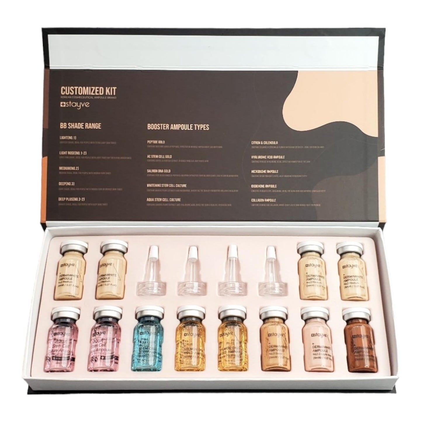 Stayve Customized Kit Korean Skin Booster Serums with Pigments & Actives - 12 Vials