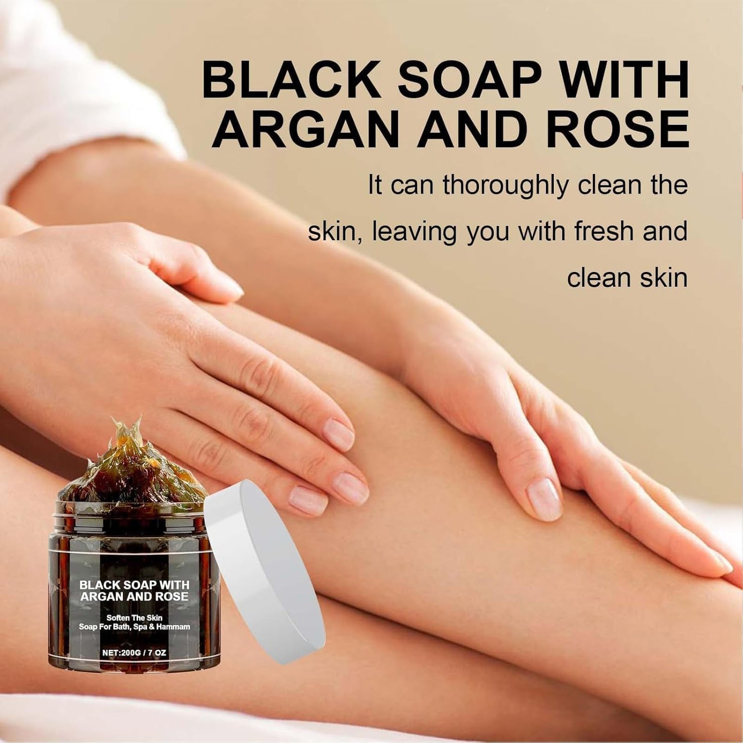 Dragon Honor Morocco Black Soap With Argan And Rose, Zawina Morocco Black Beldi Soap(200g/PCS, 2PCS)