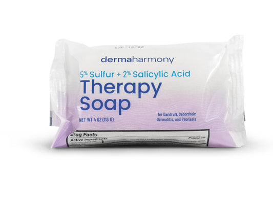 Dermaharmony 5% Sulfur 2% Salicylic Acid Bar Soap 4 oz – Crafted for those with Seborrehic Dermatitis, Dandruff, and Psoriasis (1 Bar)