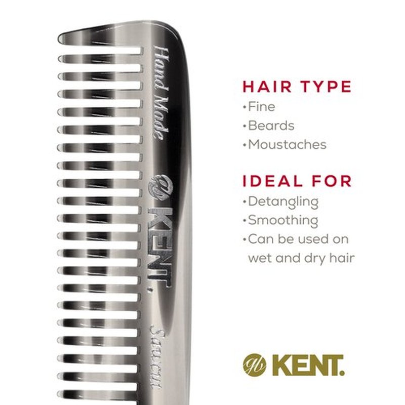 Kent 93TG Mini Beard Comb for Men, Wide Tooth Men's Comb, Mustache Comb and Beard Combs for Facial Hair, Small Pocket Sized Travel Comb, Mini Comb Detangle Comb for Beard Detangling Comb