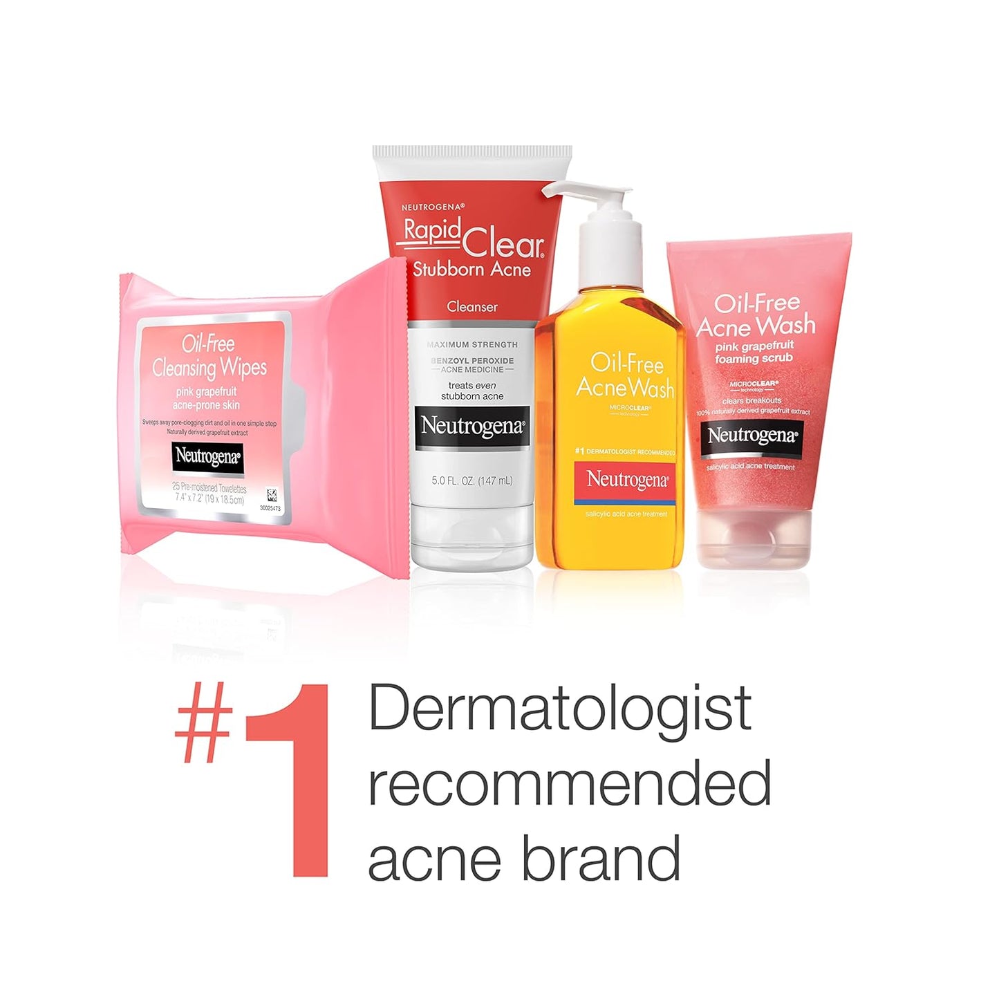 NEUTROGENA Oil-Free Pink Grapefruit Pore Cleansing Acne Wash and Daily Liquid Facial Cleanser with 2% Salicylic Acid Acne Medicine and Vitamin C, 6 fl. oz, 3 Pack