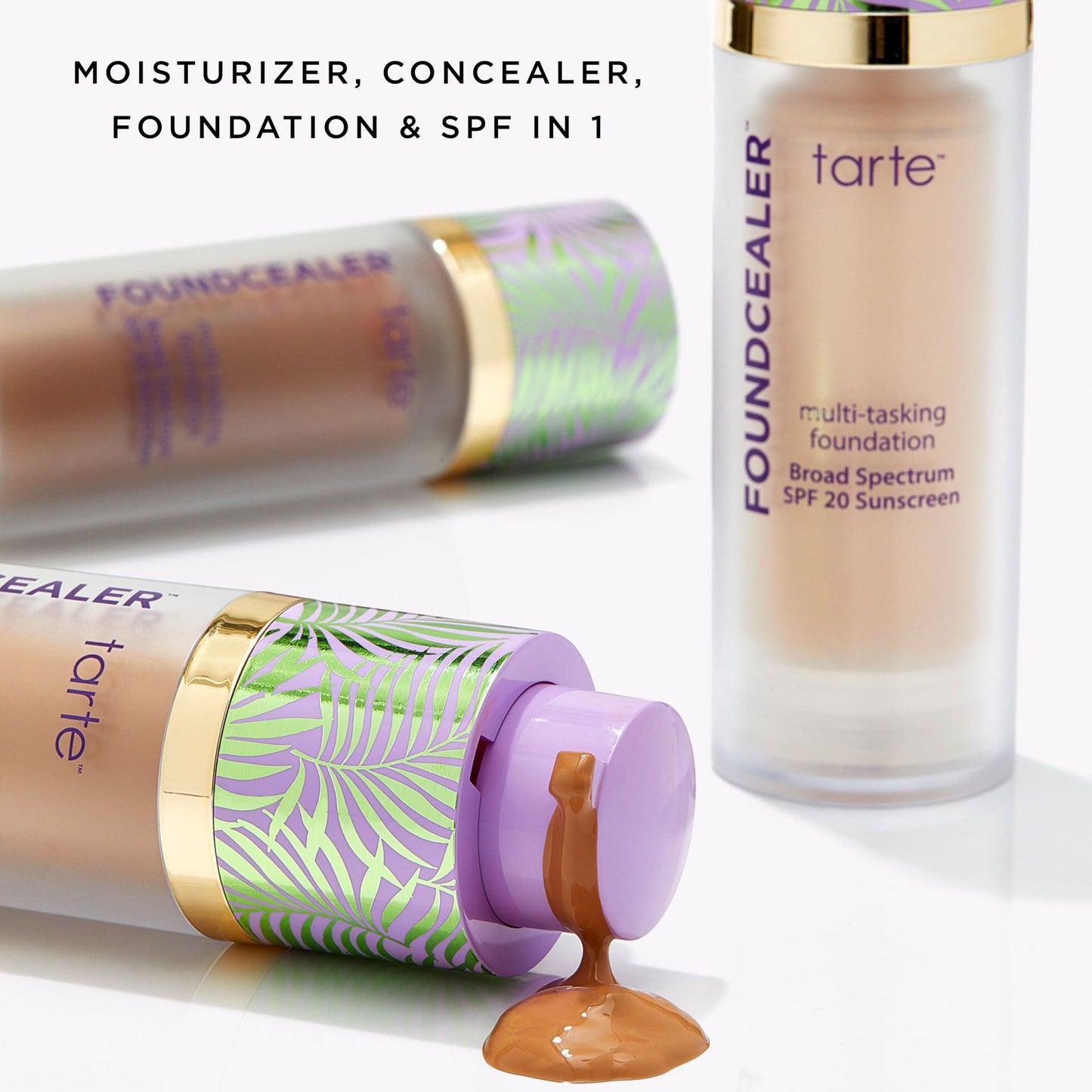 tarte babassu foundcealer dewy foundation Broad Spectrum SPF 20 Sunscreen – Foundation & Concealer in 1, Vegan Skincare Makeup, Medium Coverage, Cruelty-Free, full size, 42N tan neutral