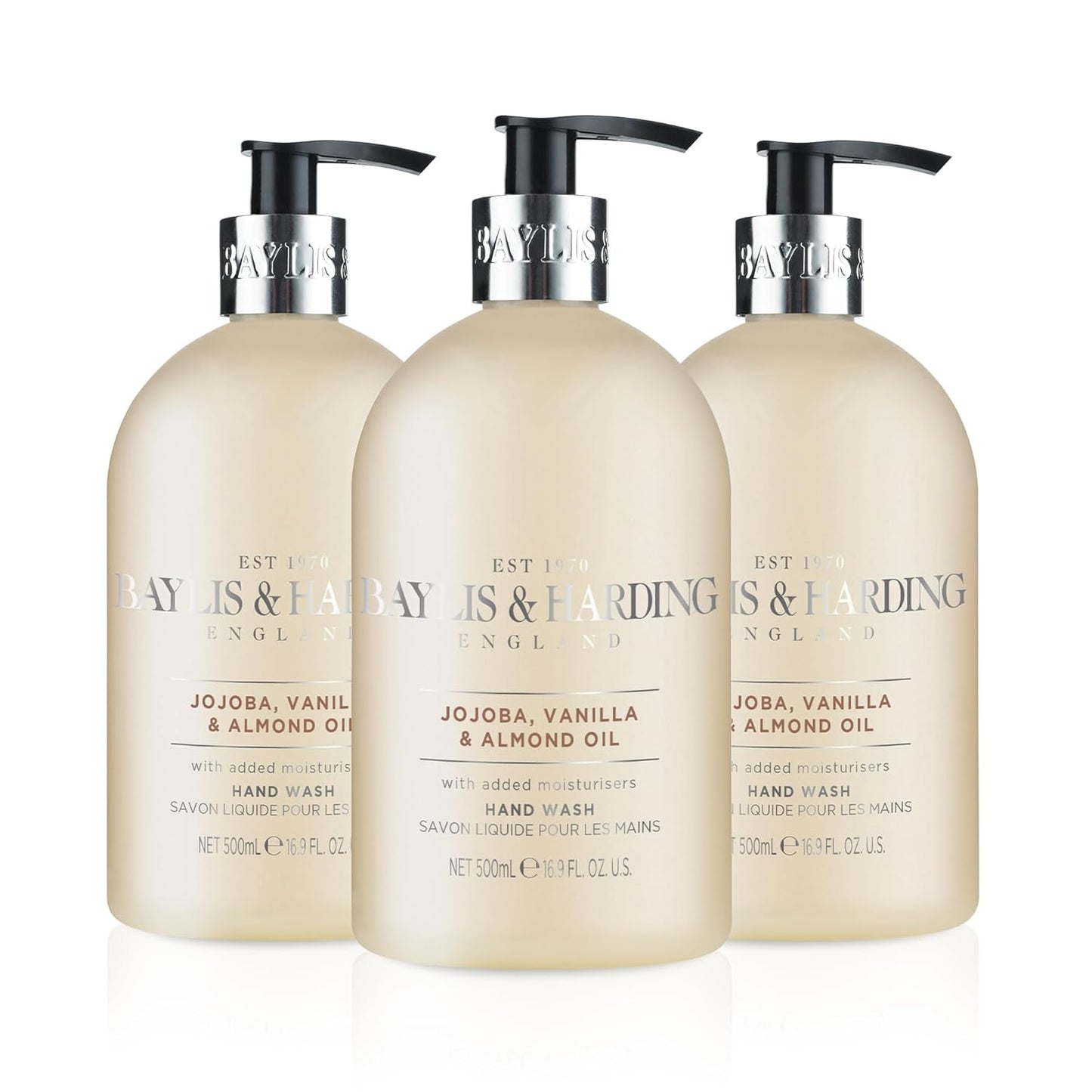Baylis & Harding Liquid Hand Soap - Jojoba, Vanilla & Almond Oil | 16.9oz/500ml (3-Pack)