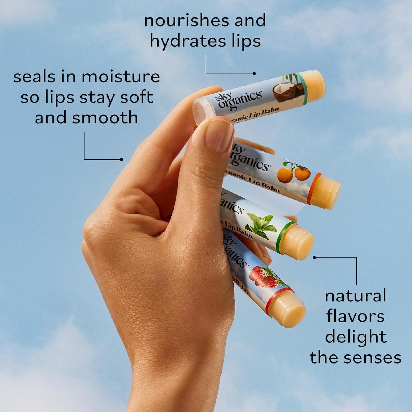 Sky Organics Raisin Tinted Lip Balm for Lips to Moisturize, Soften & Add A Wash of Color, 4pk.