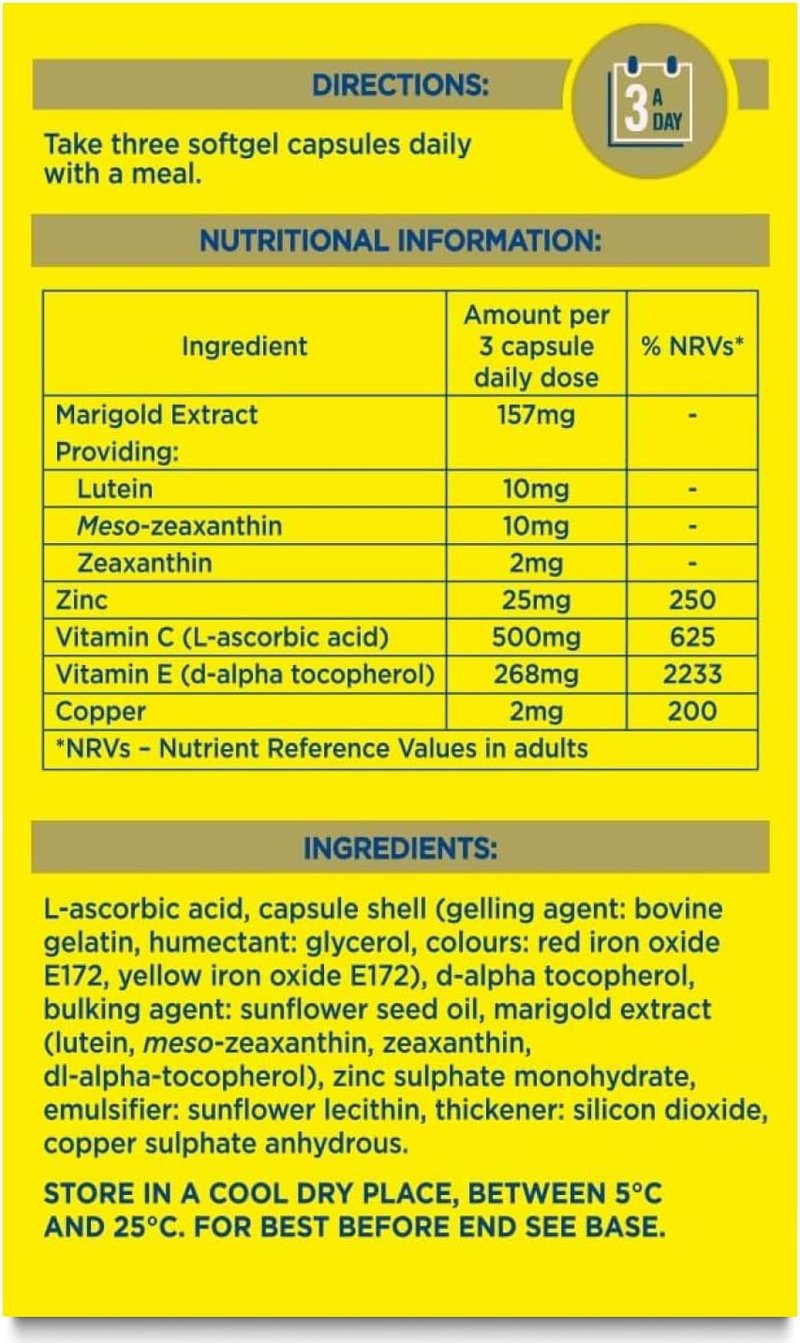 Macu Shield Gold Supplement - 90 Capsules for Eye Health & Vision Support